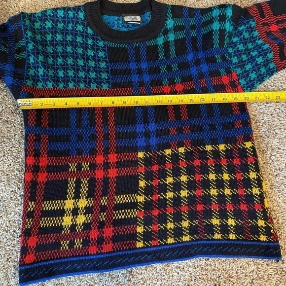 VINTAGE TOFFS size medium cotton blend colorful striped sweater round ne… - Picture 8 of 8